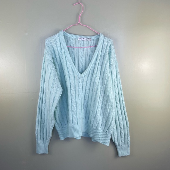 Vintage acrylic cable knit v-neck sweater - Picture 1 of 5